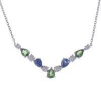 178-NECKLACE WITH SAPPHIRES, TSAVORITES AND DIAMONDS