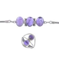 26530-BRACELET AND CABOCHON RING WITH AMETHYSTS