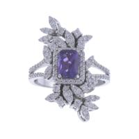 91-AMETHYST AND ZIRCONS RING