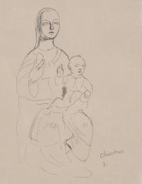 1123-ANTOINE CHARTRES (1903-1968).  Boceto para "VIRGEN CON NIÑO".
