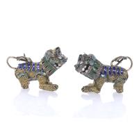 26262-PAIR OF SMALL FOO DOGS WITH MOVABLE HEADS, 20TH CENTURY.