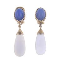 176-GOLD AND CHALCEDONY EARRINGS
