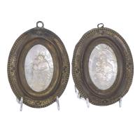 578-PAIR OF MOTHER-OF-PEARL PLAQUES, 20TH CENTURY.
