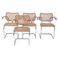 527-MARCEL BREUER (1902 - 1981). SET OF FOUR "CESCA" CHAIRS WITH ARMS FOR GAVINA, CIRCA 1960.