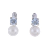 149-YOU AND ME EARRINGS WITH PEARL AND AQUAMARINES