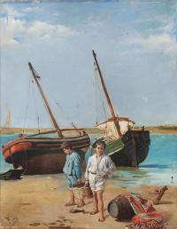 660-JOSÉ RUIZ BLASCO (1841-1913) "Niños pescadores".
