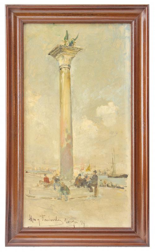 ARCADI MAS I FONDEVILLA (1852-1934)Plaza de San MarcosÓleo sobre cartón