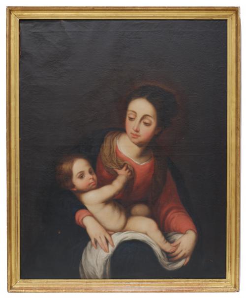 ESCUELA ESPAÑOLA DEL SIGLO XIX-XX, Virgen con el Niño, Óleo