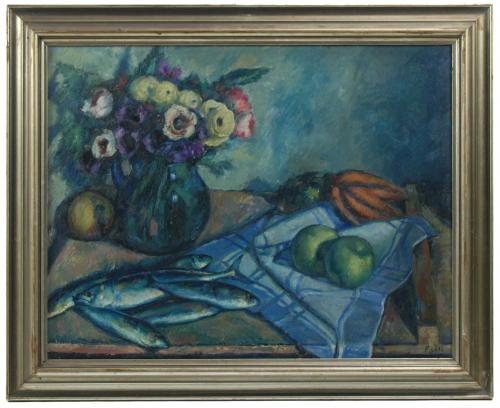 FRANCESC de A. GALI FABRA (1880-1965). "Bodegón con sardinas".