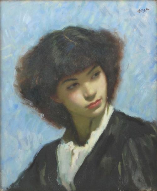 FRANCESC SERRA CASTELLET (1912-1976), Una joven., Óleo sobr