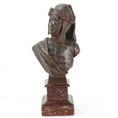 ESCUELA ITALIANA DEL SIGLO XX, Busto de Dante., Bronce