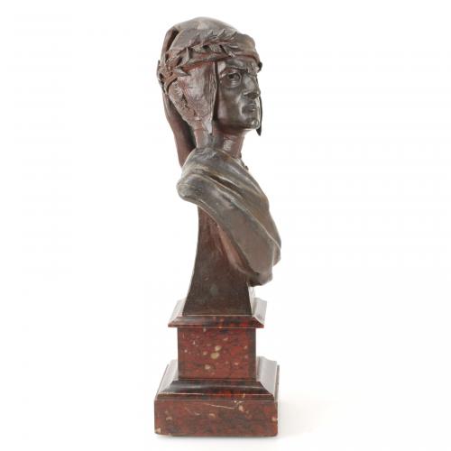 ESCUELA ITALIANA DEL SIGLO XX, Busto de Dante., Bronce