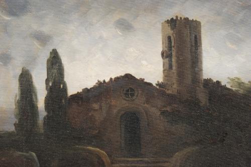 MANUEL URGELLÈS I TRIAS (1866-1939), Paisaje con ermita., Ó