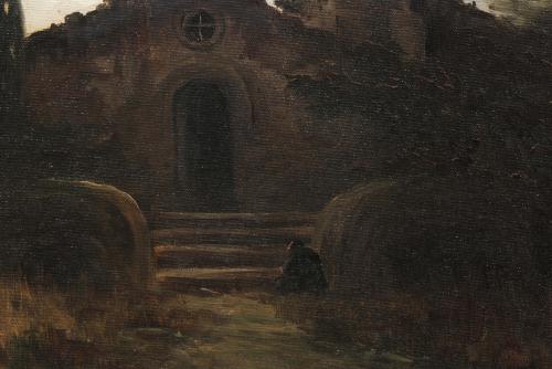 MANUEL URGELLÈS I TRIAS (1866-1939), Paisaje con ermita., Ó