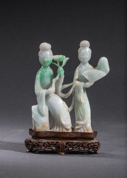 ESCUELA CHINA. DINASTÍA QING.Dos damas de la corte.