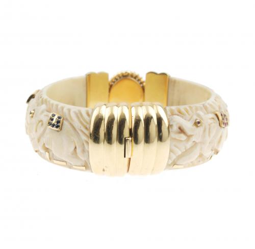 PULSERA ESCLAVA EN HUESO Y ORO.