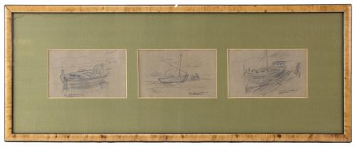 DIONIS BAIXERAS (1862-1943), Escenas marineras, Dibujo a lá