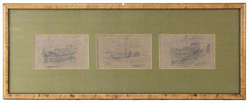 DIONIS BAIXERAS (1862-1943)Escenas marinerasDibujo a lápiz sobre papel.