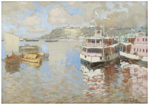 KONSTANTIN I. GORBATOV (1876-1945), "El Volga en Nizhni Nóv