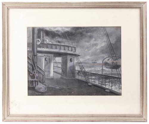 RICARD OPISSO (1880-1966)Cubierta de barcoTécnica mixta sobre papel