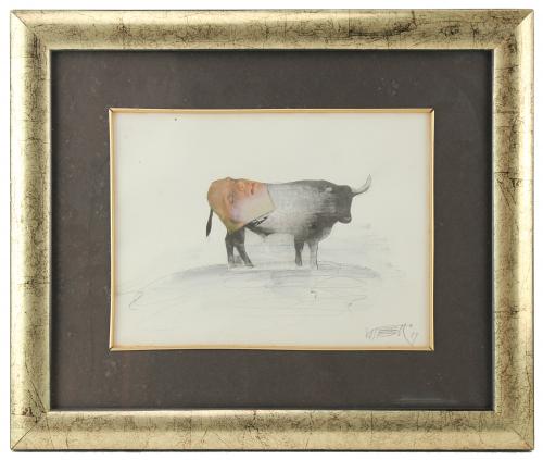 WOLF VOSTELL (1932-1998)ToroTécnica mixta sobre papel