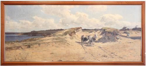 LOUIS MARIE ADRIEN JOURDEUIL (1849-1907), Vista costera, Ól