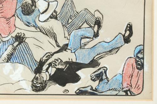 RICARD OPISSO (1880-1966), Revuelta., Técnica mixta sobre p