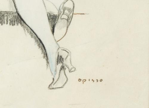 RICARD OPISSO (1880-1966), Pelando la pava., Dibujo a lápiz