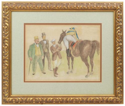 RICARD OPISSO (1880-1966), Jockey descabalgando., Gouache s