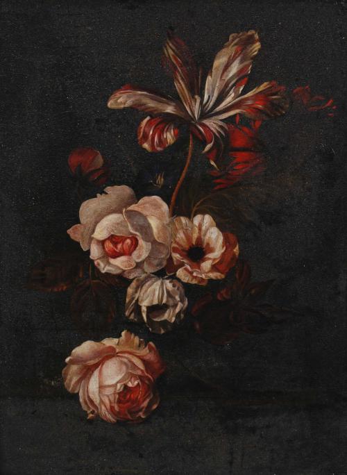 PETER F. CASTEELS (c.1675-?), Bouquet de Flores., Óleo sobr