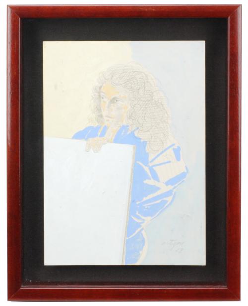 FRANCESC ARTIGAU SEGUI (1940)"Dibuixanta"Técnica mixta sobre tabla