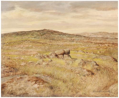 ROBERT KNAUS (1900-?).."Landscape"..Mixed media on paper..