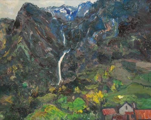 JOAN ABELLÓ (1922-2008), Cascada en el pirineo francés., Ól
