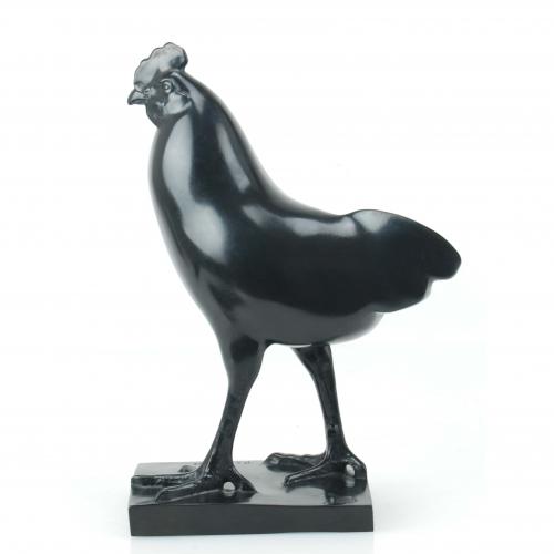FRANÇOIS POMPON (1855-1933), "Coq"., Bronce de pátina negra