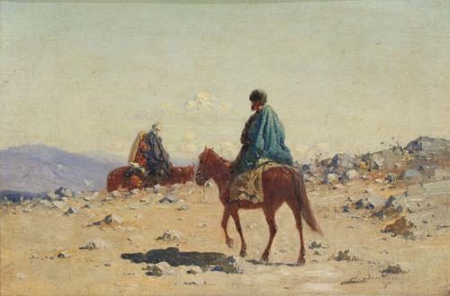 RICHARD K. ZOMMER (1866-1939), Jinetes., Óleo sobre lienzo