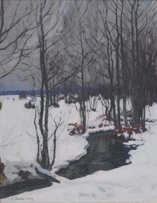 STANISLAW ZUKOWSKI (1873-1944), Paisaje nevado., Óleo sobre