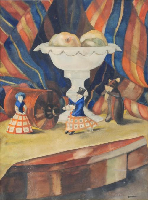 SERGEI Y. SUDEIKIN (1883-1946), Bodegón con figuras., Acuar