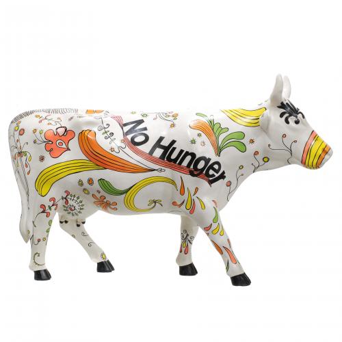 Cow figurine created for the Madrid COWPARADE 2008-2009. Polychrome fibreglass.Numbere 2108 on the back of the front, right leg. Some stainst, signs of wear loss of painting and over-painting. It includes the catalogue of the CowParade Madrid, where it is illustrated on page 87.142 x 235 x 68 cm.