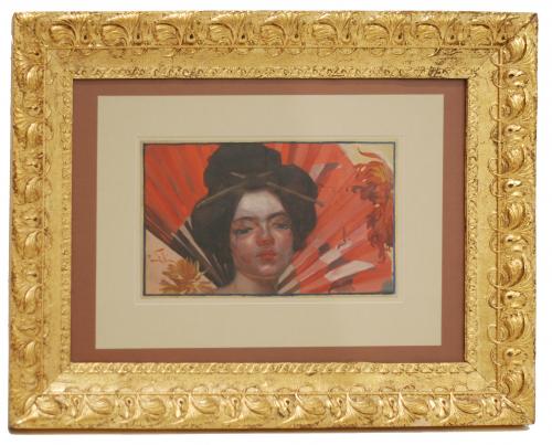 Oil on cardboard.Signed on left side.Framed with glass.23 x 39 cm. and 60,5 x 78 cm. (frame).