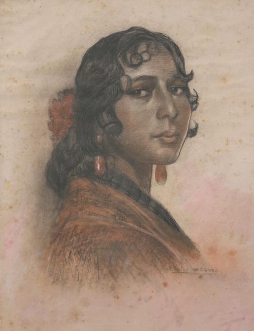 CARLOS VÁZQUEZ ÚBEDA (1869-1944). "GIPSY GIRL".