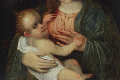 ESCUELA ITALIANA DEL SIGLO XIX, La Virgen con el Niño., Óle