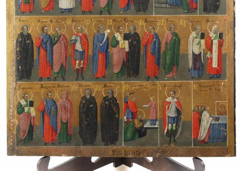 ESCUELA RUSA DEL SIGLO XIX, "Santos", icono.