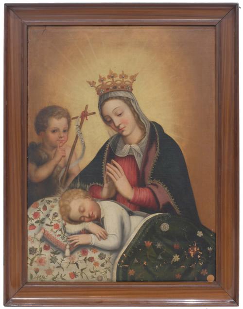 ESCUELA ESPAÑOLA DEL SIGLO XVII, La Virgen con el Niño y Sa