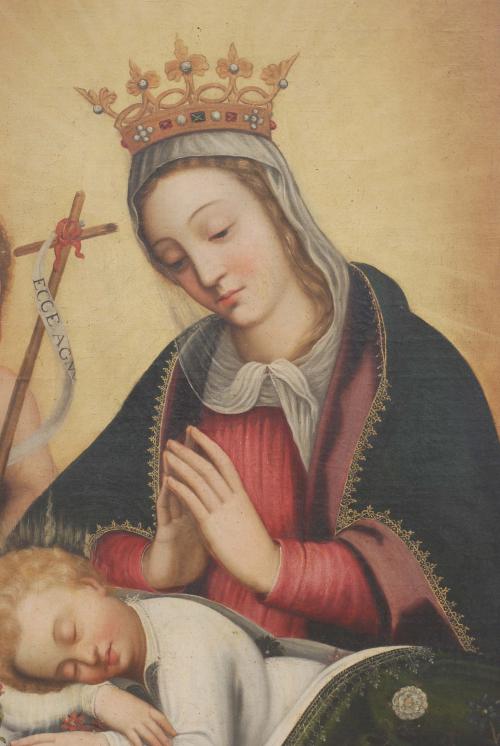 ESCUELA ESPAÑOLA DEL SIGLO XVII, La Virgen con el Niño y Sa