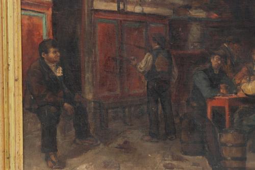 ANTONI AMORÓS I BOTELLA (1849-1925), Partida en la taberna.