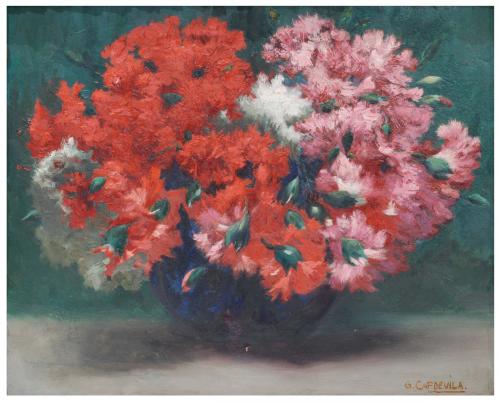 GENIS CAPDEVILA PUIG (1860-1932)., "Flores"., Óleo sobre ta