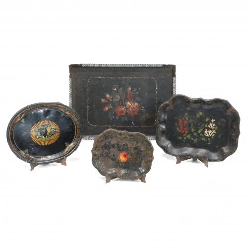 FOUR SPANISH TRAYS, LATE 19TH CENTURY