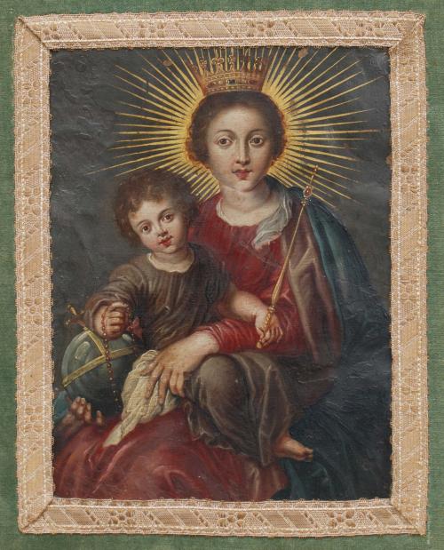 ESCUELA  FLAMENCA DEL SIGLO XVIII., "Virgen con niño".