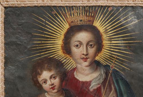 ESCUELA  FLAMENCA DEL SIGLO XVIII., "Virgen con niño".