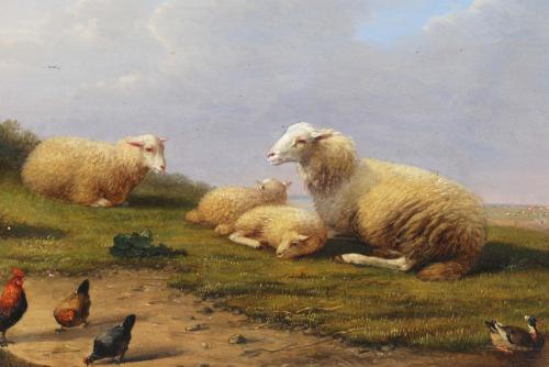 FRANÇOIS VANDEVERDONCK (1848-1875)., "Paisaje con ovejas".